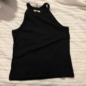 Madewell Black Ribbed Mock Neck Tank